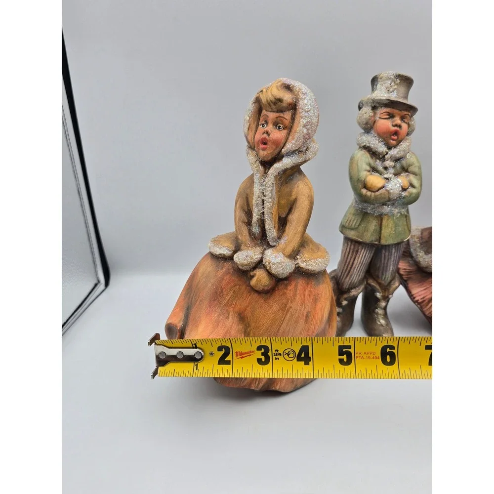 Vintage Christmas Carolers Figurine‎ Set 3pc Multicolor Victorian Decor mold